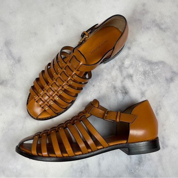 Tory Burch Brown Leather Sandals - Picture 1 of 10
